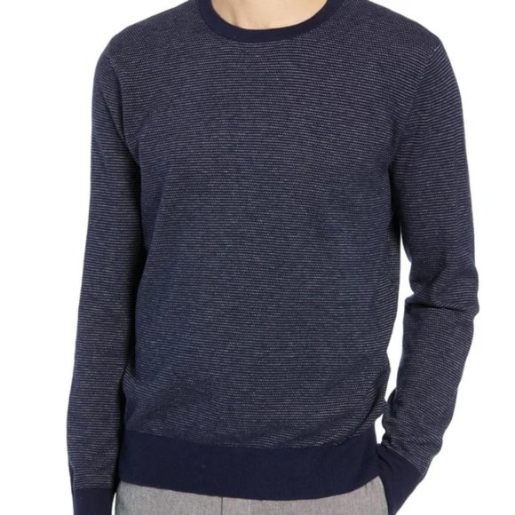 J.Crew Mens Patterned Crewneck Sweater Cotton Cashmere Blue G8021 (Small) 🐑 - Picture 1 of 7